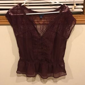 American Eagle chiffon and lace top